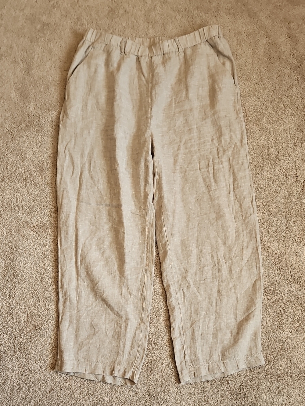 Quince Wide-Leg 100% Linen Pants in Light Tan